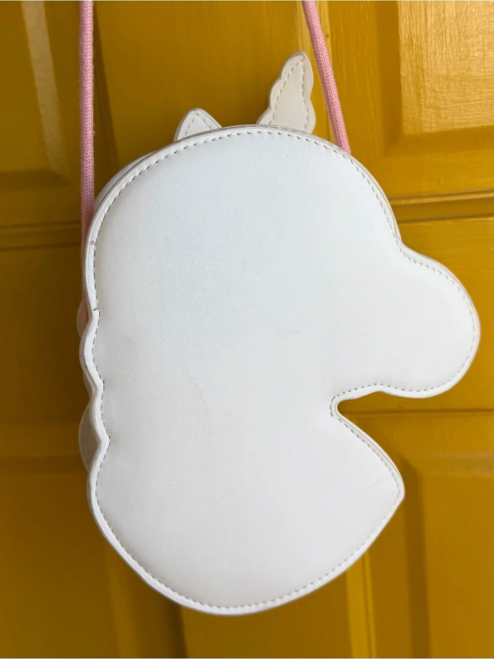 Kids White Unicorn Crossbody Bag with Pink Multicolor Glitter Mane
